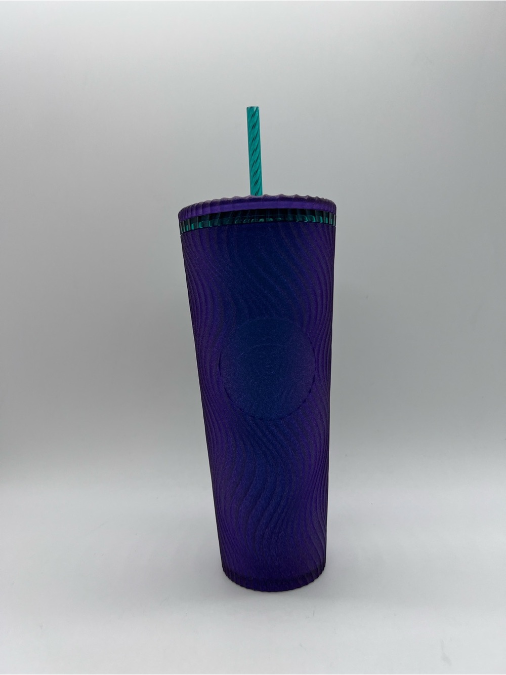 Starbucks 2025 Iridescent Purple & Teal Wavy Textured Tumbler with Teal Straw